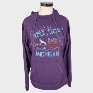 New Agenda by Perrin L Grand Haven Michigan Purple Hooded Sweatshirt